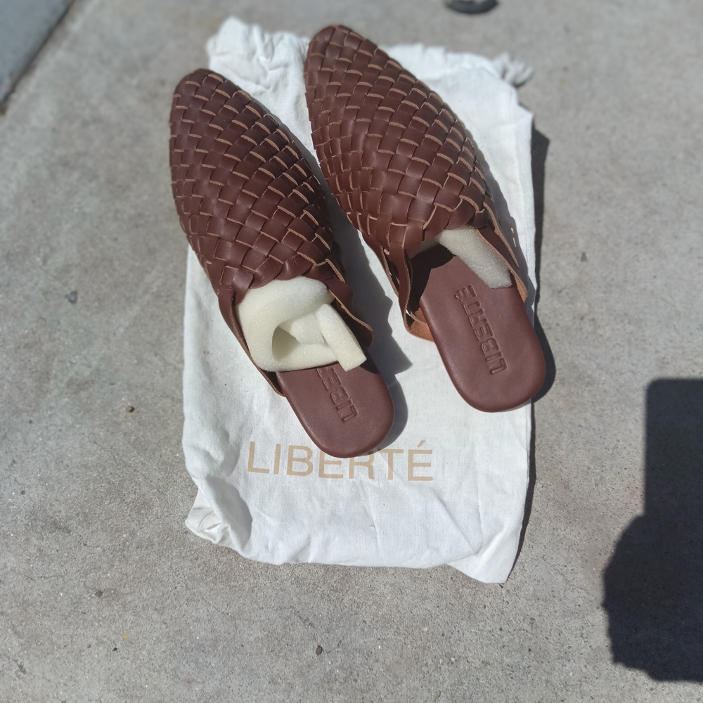 Brown Woven Mules